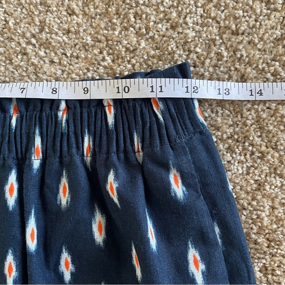 J.Crew Printed Scalloped Sidewalk Skirt Women’s 00 Blue Linen Cotton Elastic - Picture 9 of 12